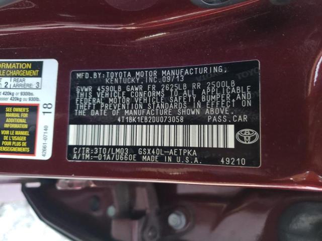 Photo 10 from auction – 2013 TOYOTA AVALON BAS with VIN 4T1BK1EB2DU073058
