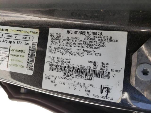 Photo 10 from auction – 2017 FORD FUSION SE with VIN 3FA6P0LU0HR356681