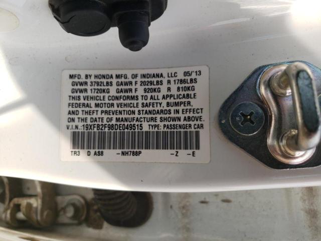 Photo 10 from auction – 2013 HONDA CIVIC EXL with VIN 19XFB2F98DE049515
