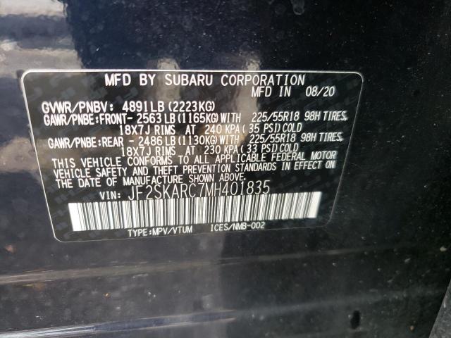 Photo 10 from auction – 2021 SUBARU FORESTER S with VIN JF2SKARC7MH401835
