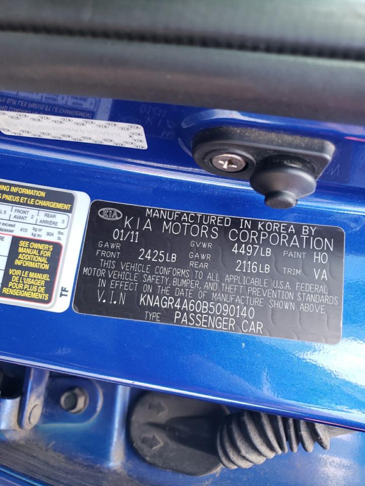 Photo 20 from auction – 2011 KIA OPTIMA SX with VIN KNAGR4A60B5090140