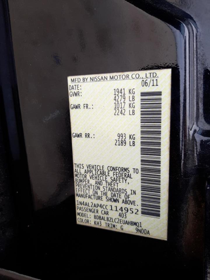 Photo 20 from auction – 2012 NISSAN ALTIMA BAS with VIN 1N4AL2AP4CC114952