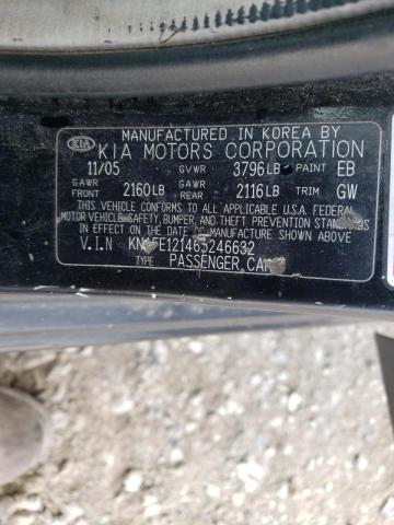 Photo 10 from auction – 2006 KIA SPECTRA LX with VIN KNAFE121465246632