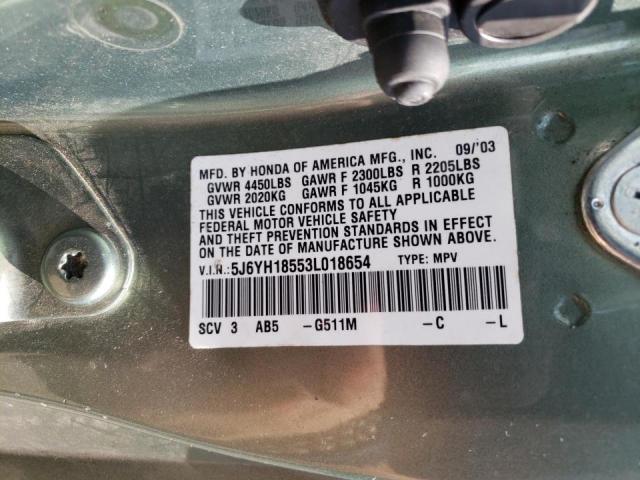 Photo 10 from auction – 2003 HONDA ELEMENT EX with VIN 5J6YH18553L018654