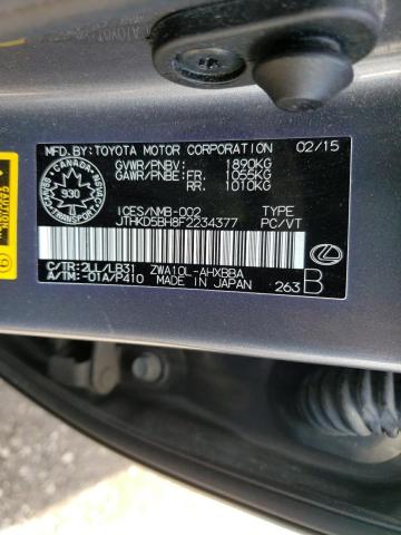 Photo 10 from auction – 2015 LEXUS CT 200 with VIN JTHKD5BH8F2234377