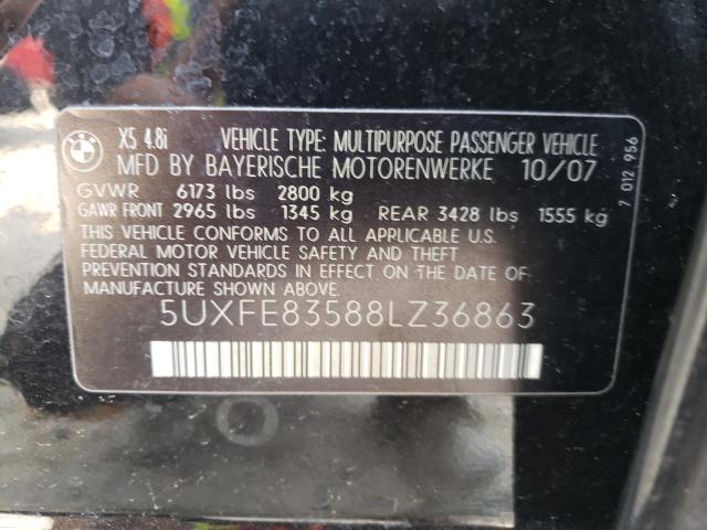 Photo 10 from auction – 2008 BMW X5 4.8I with VIN 5UXFE83588LZ36863