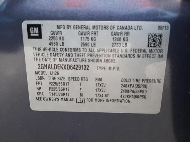 Photo 10 from auction – 2013 CHEVROLET EQUINOX with VIN 2GNALDEKXD6429132