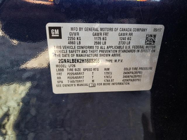 Photo 10 from auction – 2017 CHEVROLET EQUINOX LS with VIN 2GNALBEK2H1603265
