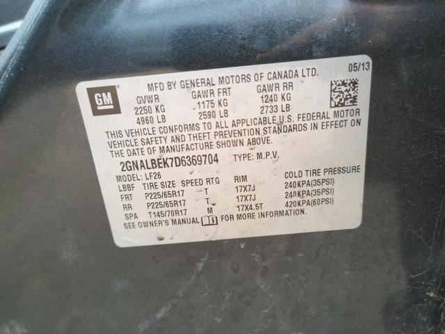 Photo 10 from auction – 2013 CHEVROLET EQUINOX LS with VIN 2GNALBEK7D6369704