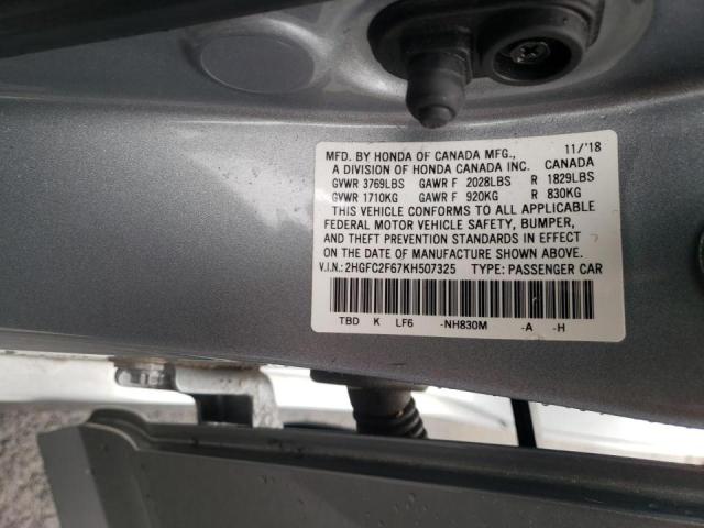 Photo 10 from auction – 2019 HONDA CIVIC LX with VIN 2HGFC2F67KH507325