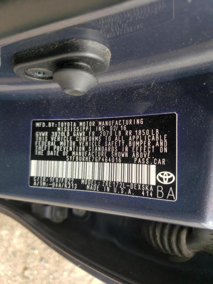 Photo 10 from auction – 2016 TOYOTA COROLLA L with VIN 5YFBURHE7GP464016