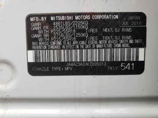 Photo 10 from auction – 2019 MITSUBISHI OUTLANDER with VIN JA4AZ3A33KZ005013