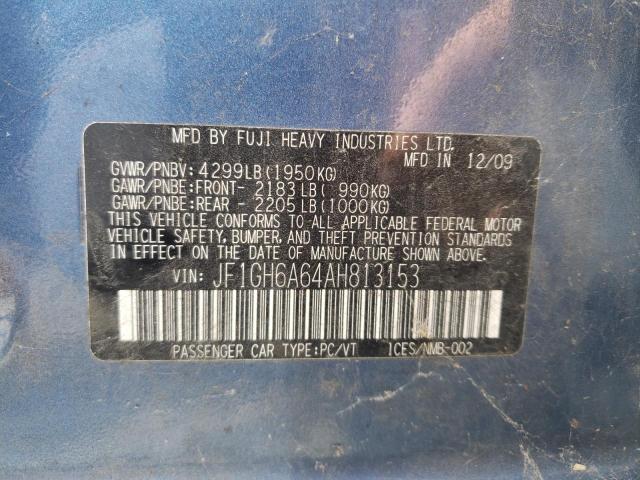 Photo 10 from auction – 2010 SUBARU IMPREZA 2. with VIN JF1GH6A64AH813153