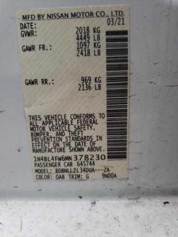 Photo 10 from auction – 2021 NISSAN ALTIMA PLA with VIN 1N4BL4FW6MN378230