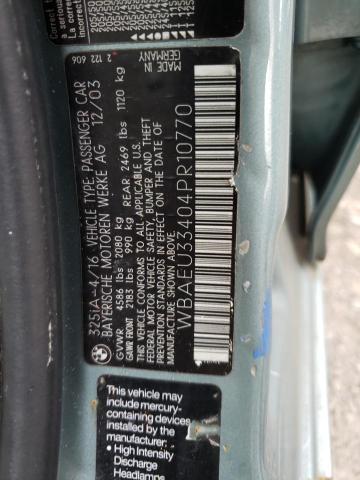 Photo 10 from auction – 2004 BMW 325 XI with VIN WBAEU33404PR10770