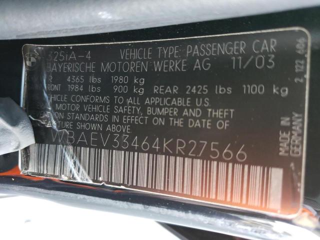 Photo 10 from auction – 2004 BMW 325 I with VIN WBAEV33464KR27566