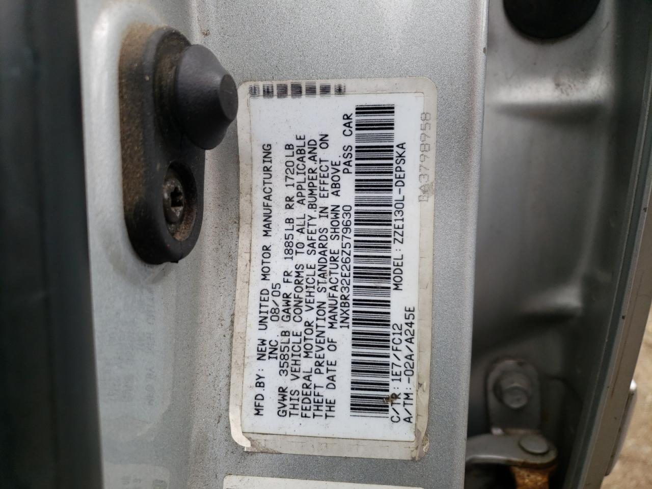 Photo 10 from auction – 2006 TOYOTA COROLLA CE with VIN 1NXBR32E26Z579630