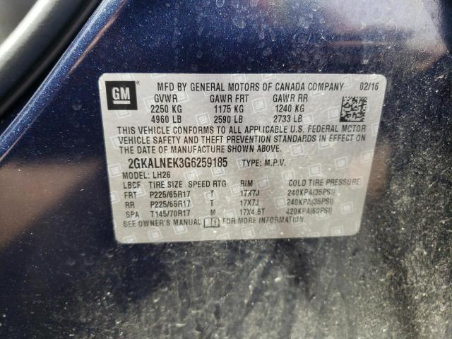 Photo 10 from auction – 2016 GMC TERRAIN SL with VIN 2GKALNEK3G6259185
