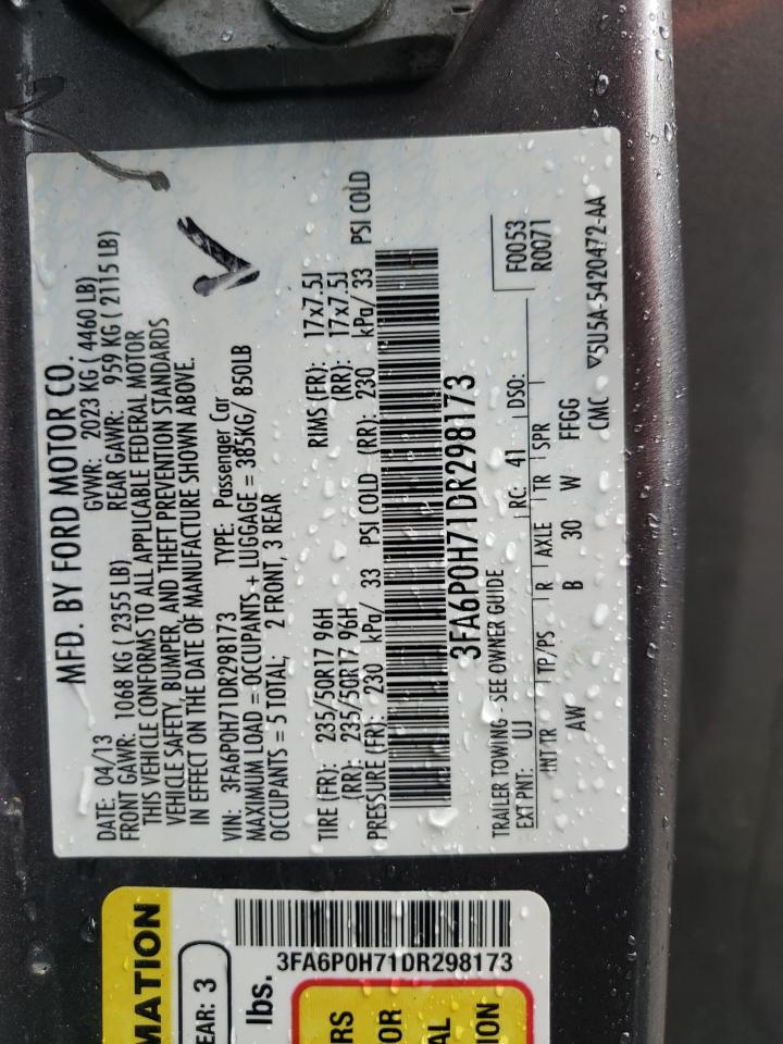 Photo 10 from auction – 2013 FORD FUSION SE with VIN 3FA6P0H71DR298173