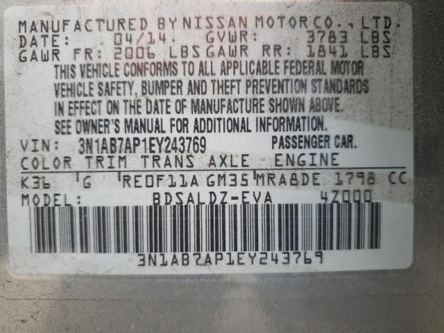 Photo 10 from auction – 2014 NISSAN SENTRA S with VIN 3N1AB7AP1EY243769