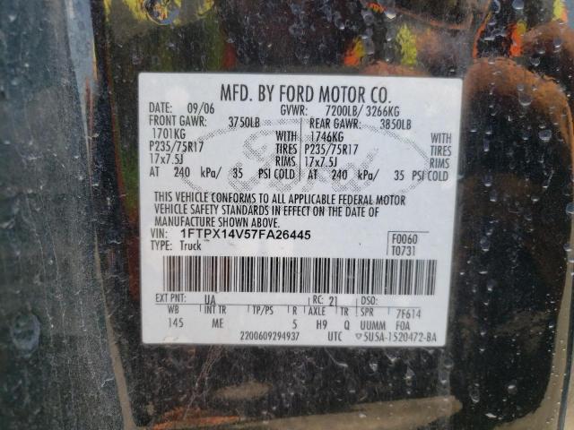 Photo 10 from auction – 2007 FORD F150 with VIN 1FTPX14V57FA26445