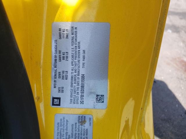 Photo 10 from auction – 2011 CHEVROLET CAMARO LT with VIN 2G1FB1ED3B9115084