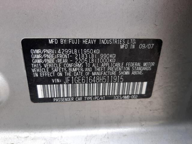 Photo 10 from auction – 2008 SUBARU IMPREZA 2. with VIN JF1GE61648H511915
