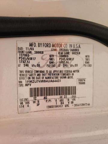 Photo 10 from auction – 2004 FORD EXPLORER E with VIN 1FMZU74W84UA64431