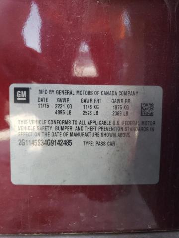 Photo 10 from auction – 2016 CHEVROLET IMPALA LTZ with VIN 2G1145S34G9142485