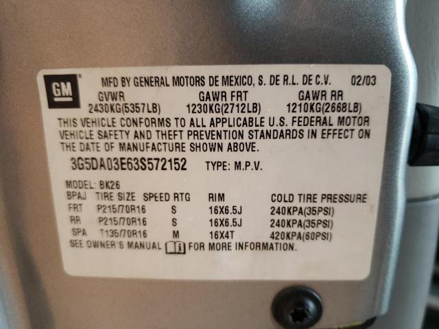 Photo 10 from auction – 2003 BUICK RENDEZVOUS with VIN 3G5DA03E63S572152
