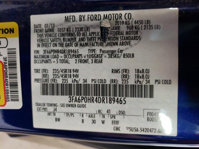 Photo 10 from auction – 2013 FORD FUSION SE with VIN 3FA6P0HR4DR189465