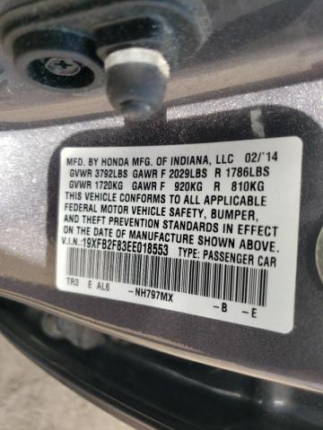 Foto 10 de la subasta – 2014 HONDA CIVIC EX con VIN 19XFB2F83EE018553