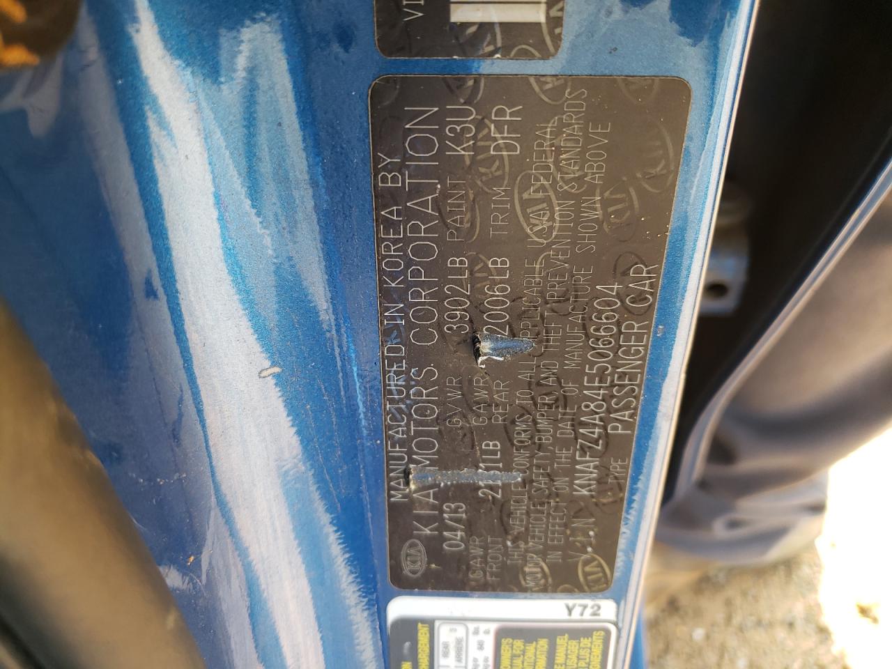 Photo 10 from auction – 2014 KIA FORTE EX with VIN KNAFZ4A84E5066604