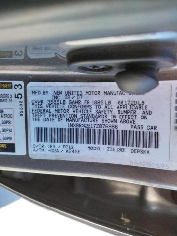 Photo 10 from auction – 2007 TOYOTA COROLLA CE with VIN 1NXBR32E17Z876986
