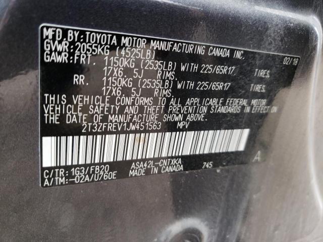 Photo 10 from auction – 2018 TOYOTA RAV4 LE with VIN 2T3ZFREV1JW451563