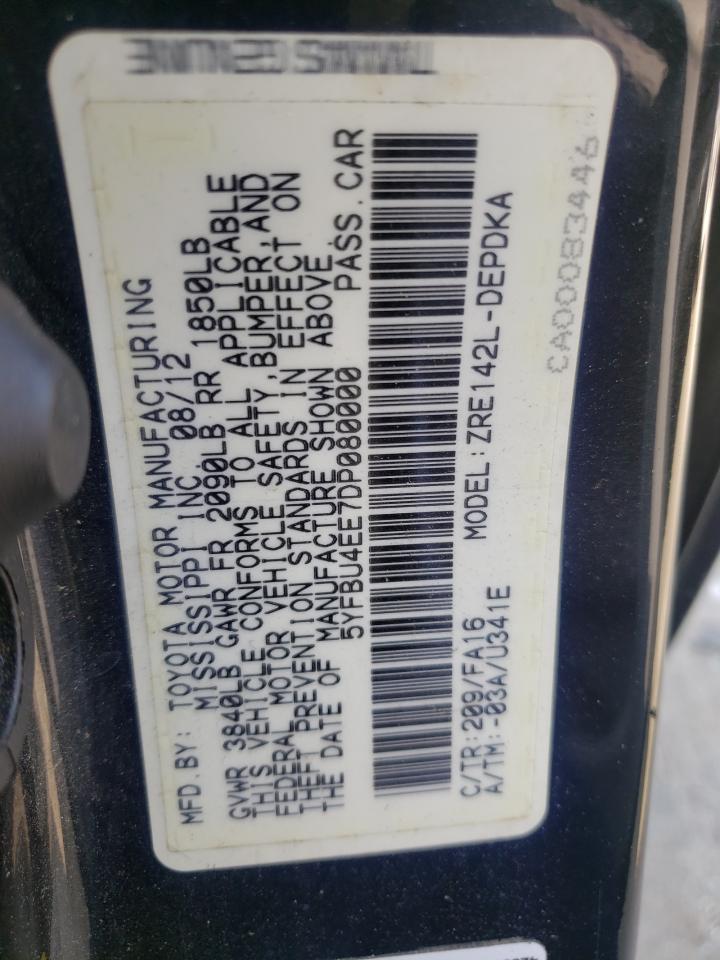 Photo 10 from auction – 2013 TOYOTA CORROLA with VIN 5YFBU4EE7DP080000