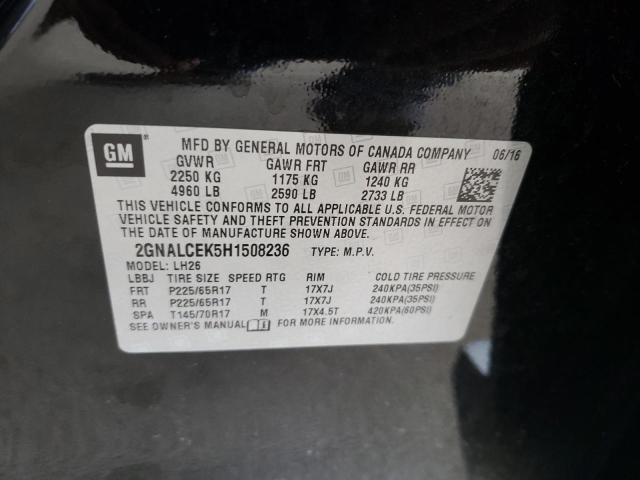 Photo 10 from auction – 2017 CHEVROLET EQUINOX LT with VIN 2GNALCEK5H1508236