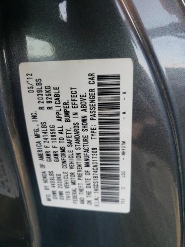 Photo 10 from auction – 2012 HONDA ACCORD EX with VIN 1HGCS1B74CA017309