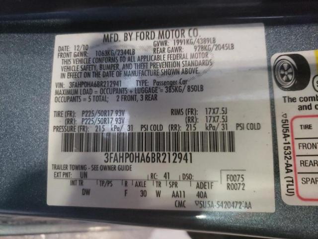 Photo 10 from auction – 2011 FORD FUSION SE with VIN 3FAHP0HA6BR212941