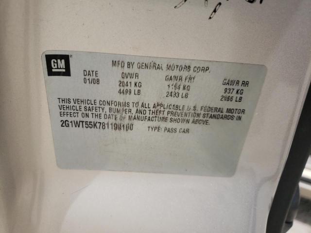 Photo 10 from auction – 2008 CHEVROLET IMPALA LT with VIN 2G1WT55K781199100
