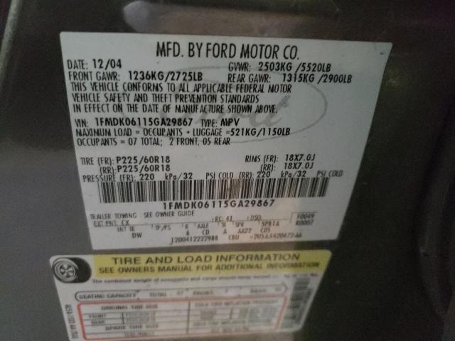 Photo 10 from auction – 2005 FORD FREESTYLE with VIN 1FMDK06115GA29867