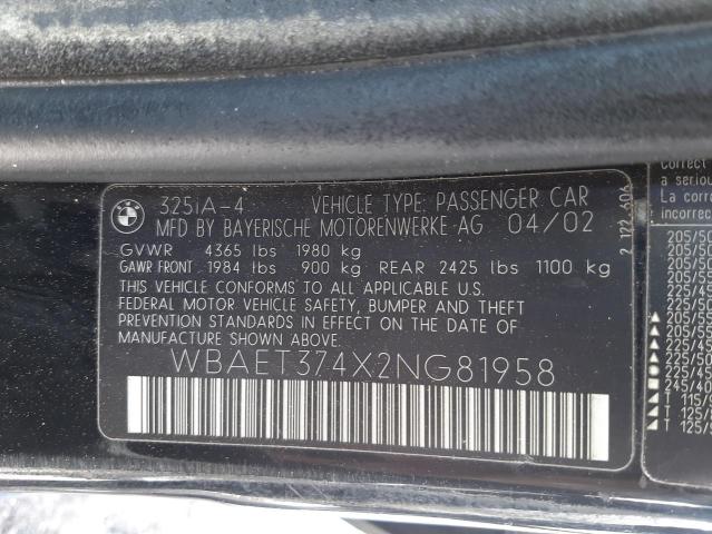 Photo 10 from auction – 2003 BMW 3 SERIES with VIN WBAET374X2NG81958