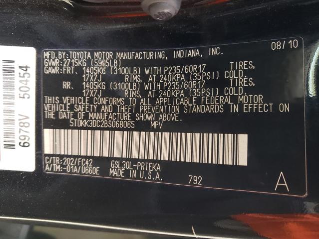 TOYOTA SIENNA LE 2011 with VIN 5TDKK3DC2BS068065 - Photo from auction