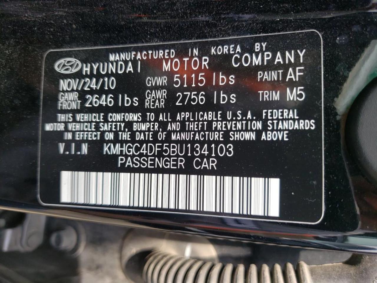 Photo 10 from auction – 2011 HYUNDAI GENESIS 4. with VIN KMHGC4DF5BU134103