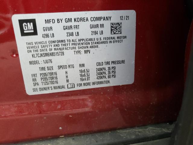 Photo 10 from auction – 2022 CHEVROLET TRAX LS with VIN KL7CJKSM6NB515728