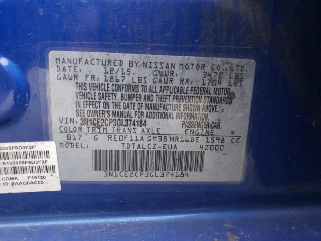 Photo 10 from auction – 2016 NISSAN VERSA NOTE with VIN 3N1CE2CP3GL374184