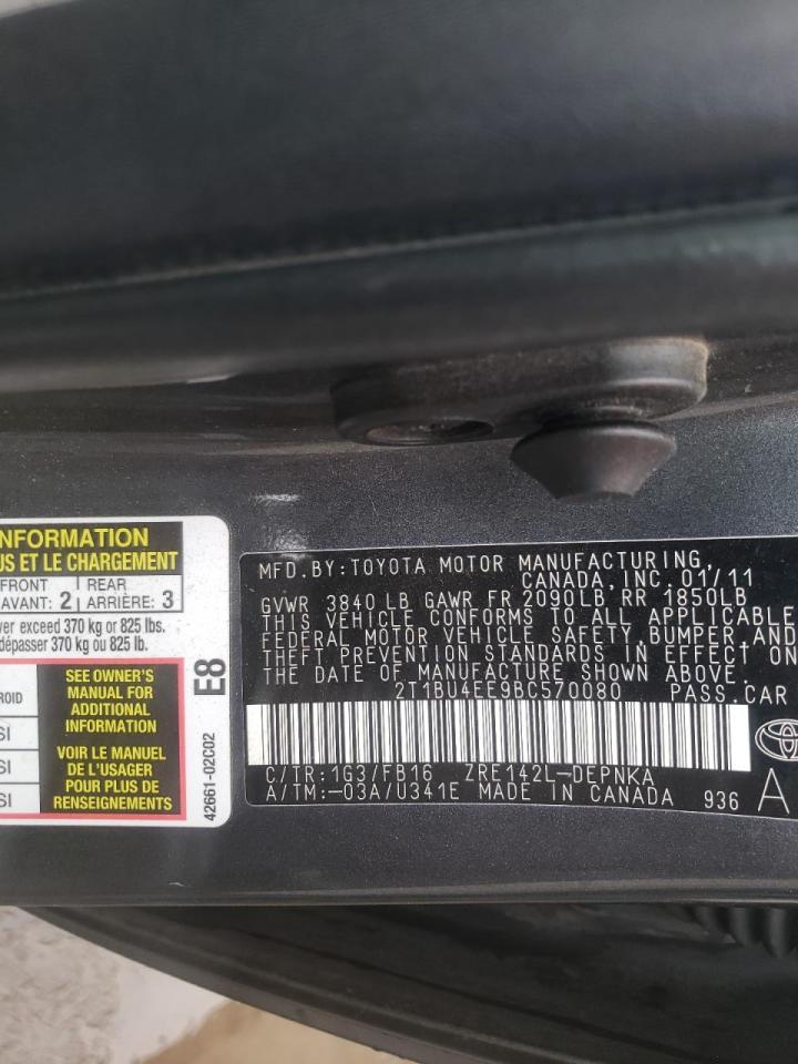 Photo 20 from auction – 2011 TOYOTA COROLLA with VIN 2T1BU4EE9BC570080