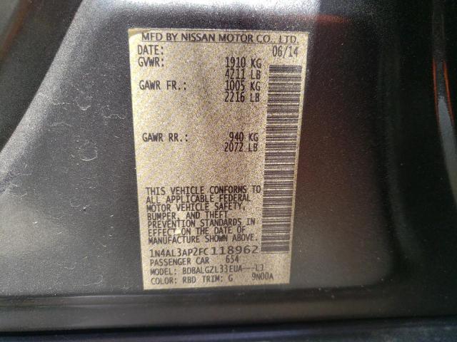 Photo 10 from auction – 2015 NISSAN ALTIMA 2.5 with VIN 1N4AL3AP2FC118962