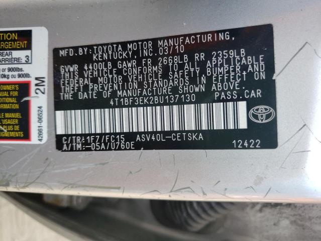 TOYOTA CAMRY BASE 2011 with VIN 4T1BF3EK2BU137130 - Photo from auction