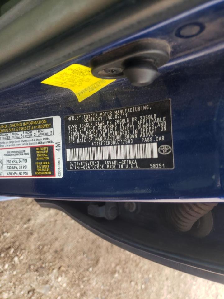 Photo 10 from auction – 2011 TOYOTA CAMRY BASE with VIN 4T1BF3EK3BU717583